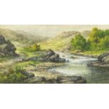 Charles A Bool - River scene, watercolour, mounted, framed and glazed, 37.5cm x 21cm excluding the