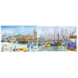 Yarmouth Harbour, two ink signed prints in colour numbered 5/75 and 2/75, mounted, framed and