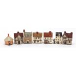 Seven Mudlen End Studio miniature cottages, the largest 9cm high : For Further Condition Reports