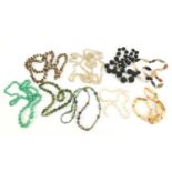 Nine bead necklaces including cloisonn?, cultured pearls and semi precious stones : For Further