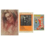 Three prints including Betty Jane after Pietro Annigoni and one advertising Wrigley's Spearmint