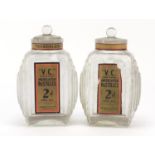 Pair of vintage Teasdale's sweet jars with paper labels, each 23cm high : For Further Condition