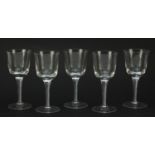 Five Georgian style wine glasses with air twist stems, 14cm high : For Further Condition Reports