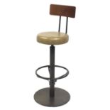 Contemporary swivel bar stool with bentwood back, 113cm high : For Further Condition Reports