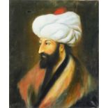 Portrait of Fatih Sultan Mehmet, Turkish oil on canvas, unframed, 55cm x 46cm : For Further