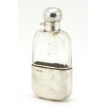 James Dixon & Sons Ltd, Edward VII silver and cut glass hip flask with detachable cup, Sheffield