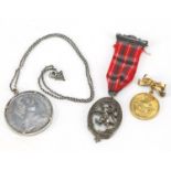 Two silver items comprising an RAF silver gilt brooch, Caledonian Society of London jewel and