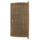 African tribal interest wooden door window carved with figures from Gambia, 71cm x 35cm : For