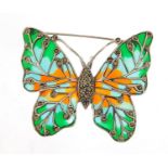 Silver plique-?-jour enamel and marcasite butterfly brooch, 5.5cm in length, 14.2g : For Further