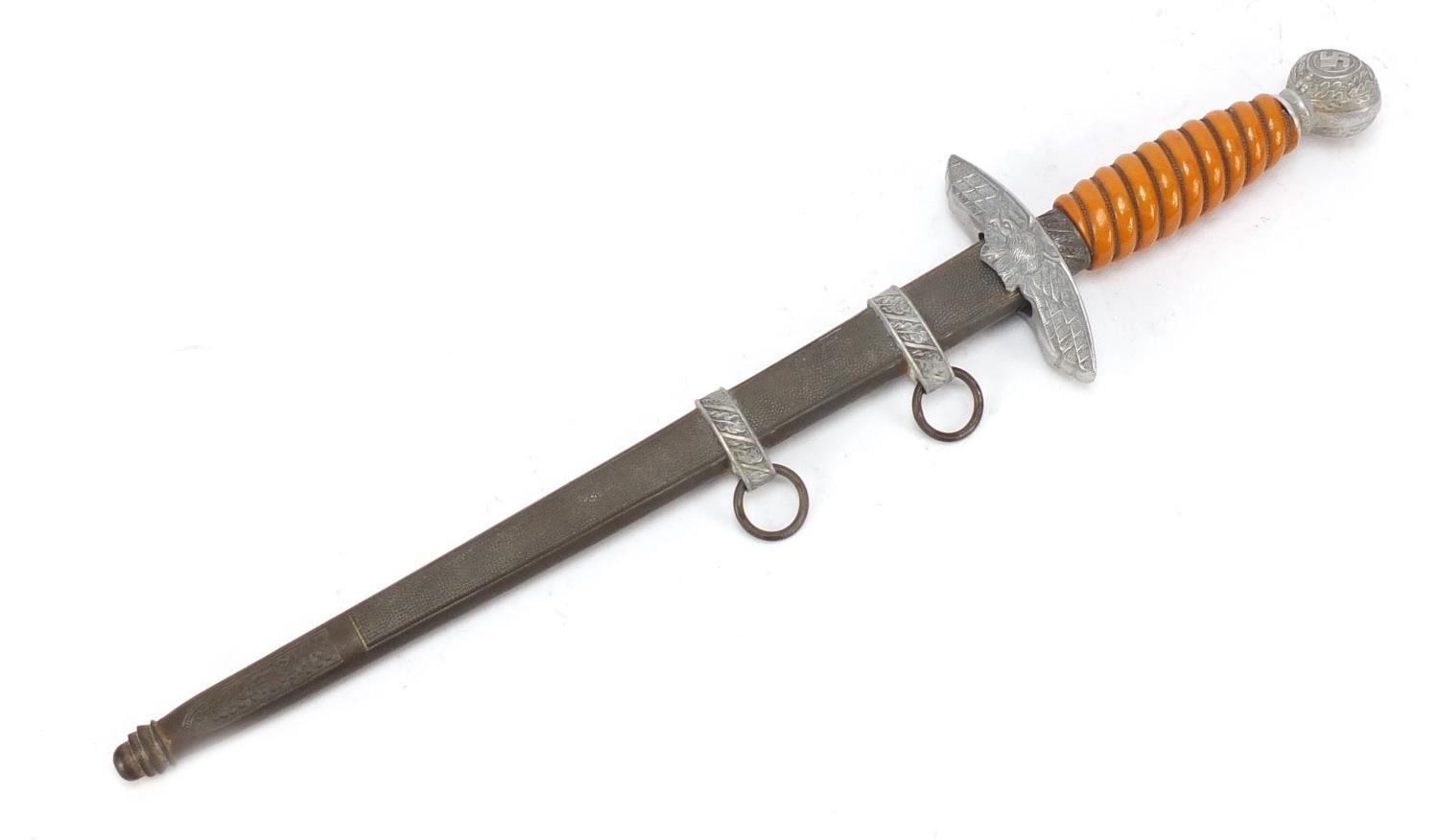 German military World War II Luftwaffe de-Nazied crossguard dagger with scabbard, by WKC, 42.5cm - Image 5 of 5