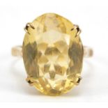 9ct gold citrine ring, size J, 4.0g : For Further Condition Reports Please Visit Our Website,