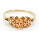 9ct gold orange stone cluster ring, size U, 2.6g : For Further Condition Reports Please Visit Our