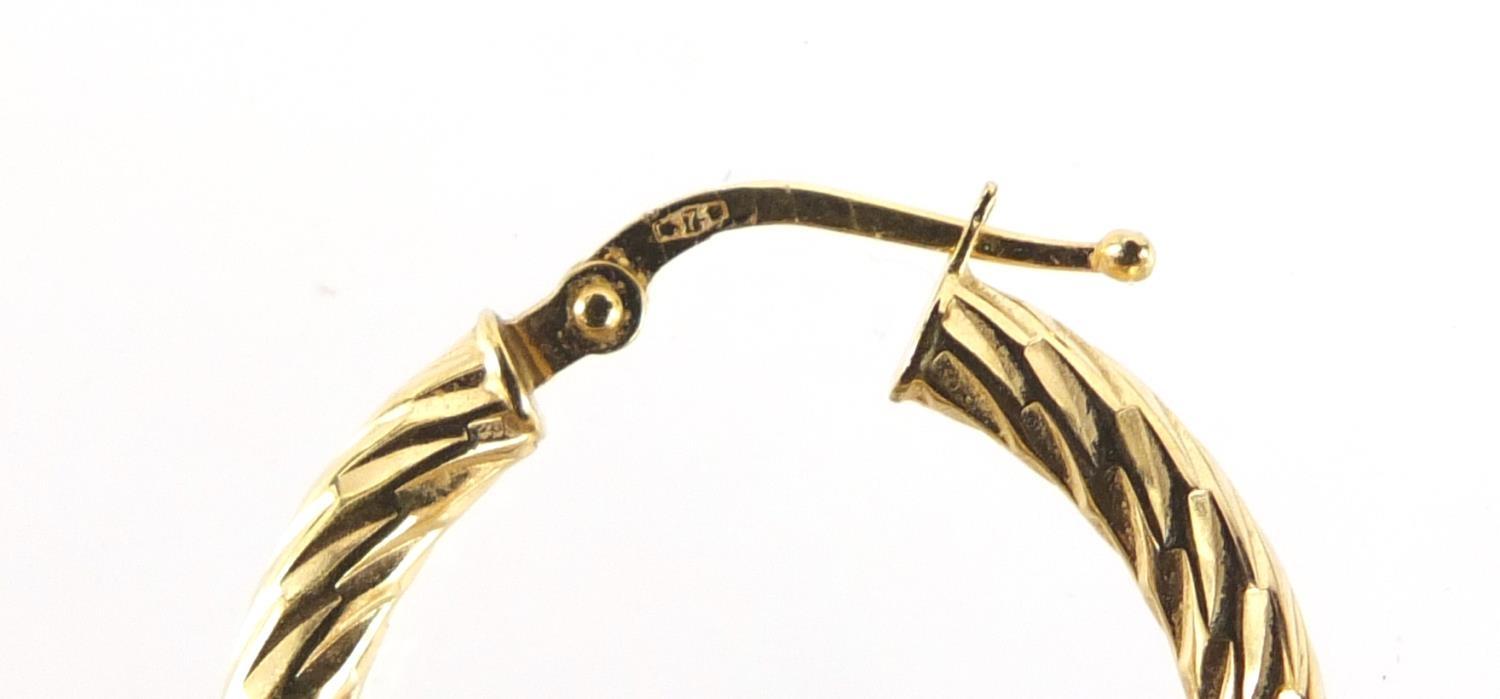 Pair of 9ct gold hoop earrings, 2.5cm in diameter, 1.8g : For Further Condition Reports Please Visit - Image 3 of 4