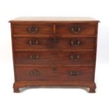 Georgian mahogany five drawer chest fitted with two short above three long graduated drawers, 92cm H