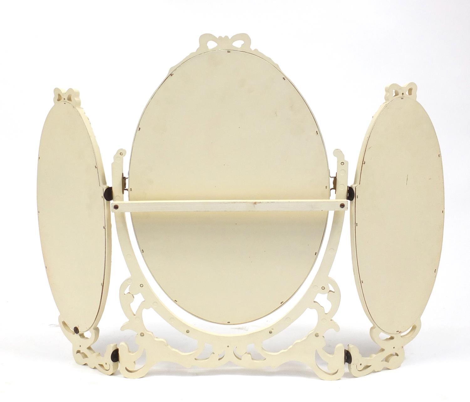 Cream and gilt triple aspect mirror, 62cm high : For Further Condition Reports Please Visit Our - Image 3 of 3