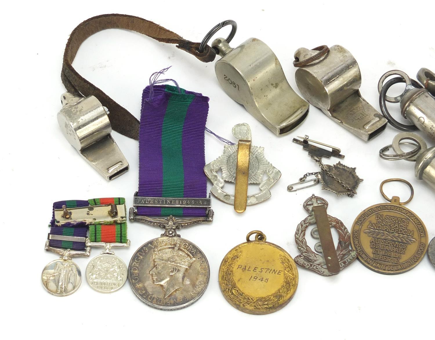 British militaria including a World War II General Service medal with Palestine bar awarded to - Image 5 of 8