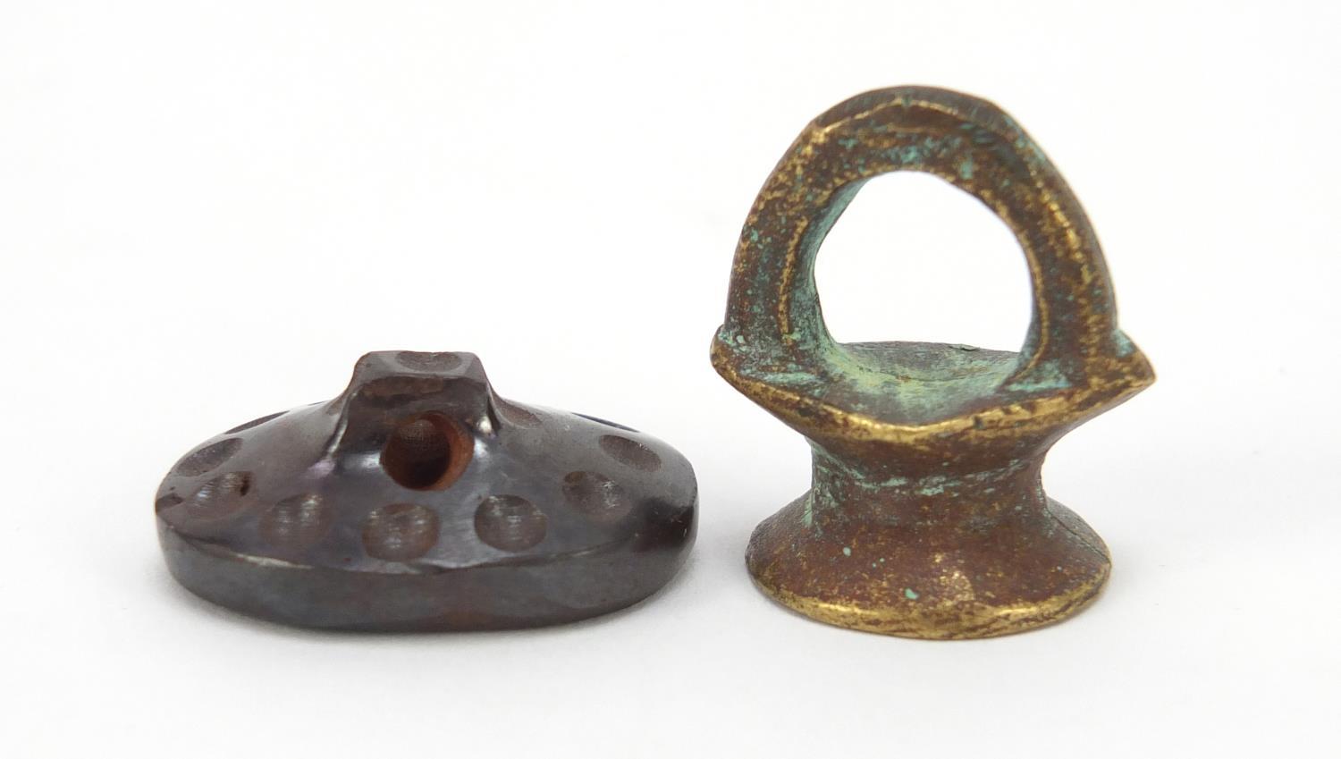Two intaglio seals including a bronze example, the largest 2.5cm high : For Further Condition - Image 3 of 6