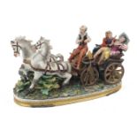 Capodimonte porcelain figural group of a horse and cart with paper label, 42cm wide : For Further