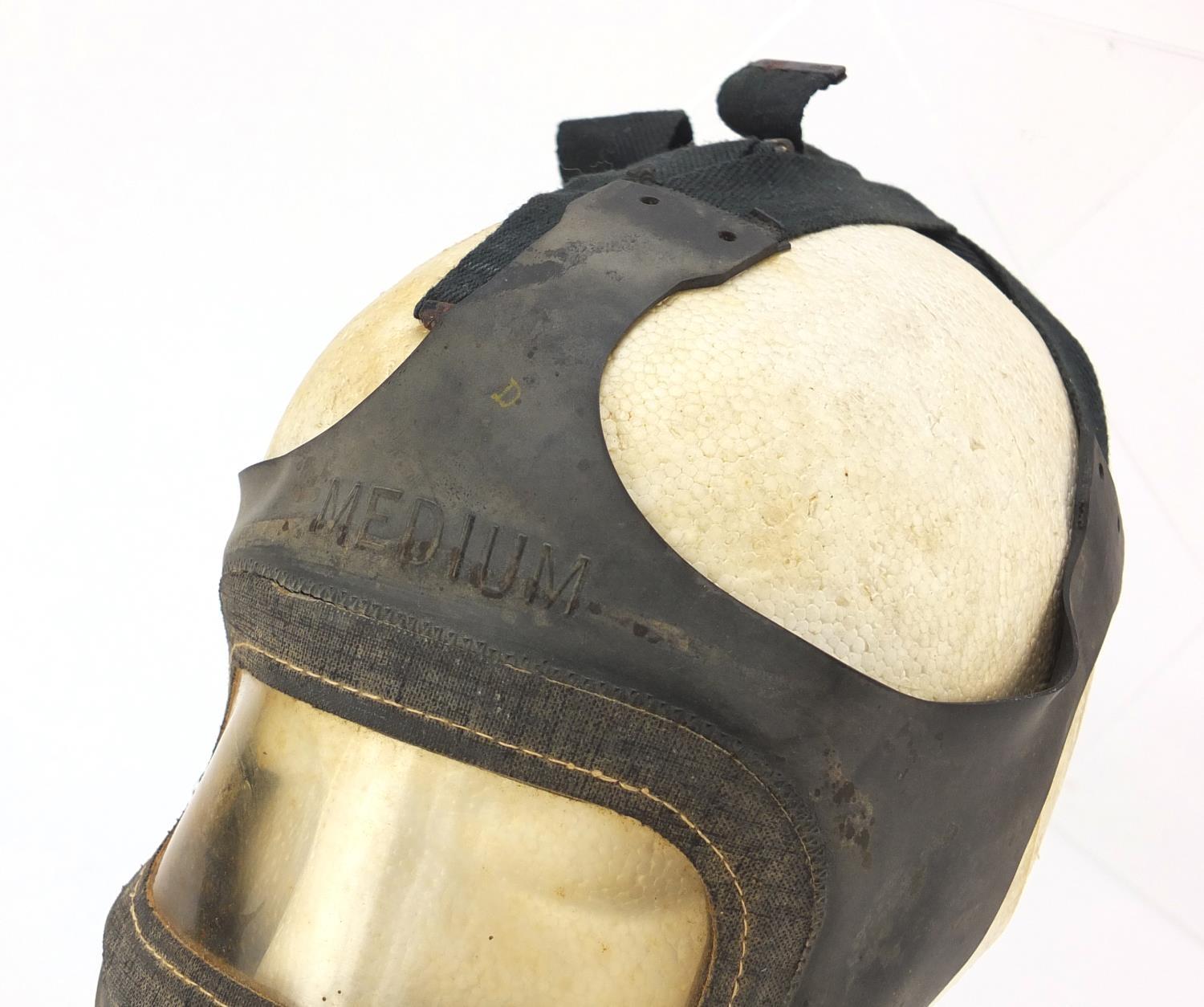 British military World War II leather flying helmet and gas mask with box : For Further Condition - Image 13 of 22