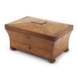 Victorian bird's eye maple work box with lift out interior and base drawer, 20cm H x 38cm W x 24.5cm