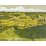 Stanley Burton 1948 - The Weald of Kent from the Devil's Kneading Trough, watercolour, label
