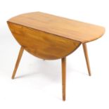 Ercol light elm drop leaf dining table, 71cm H x 120cm W (extended) x 112cm D : For Further