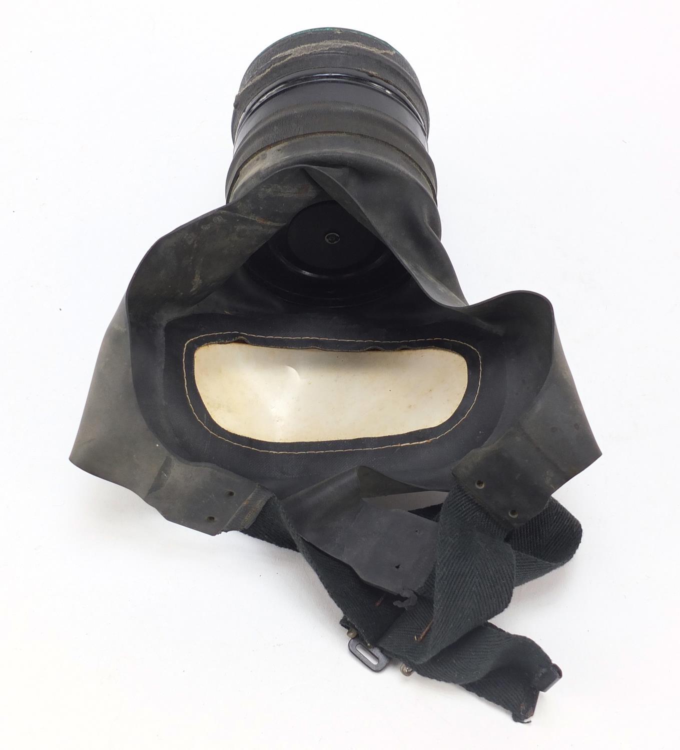 British military World War II leather flying helmet and gas mask with box : For Further Condition - Image 19 of 22