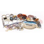 Vintage and later costume jewellery including a silver coloured metal bangle and a Chinese cloisonn?
