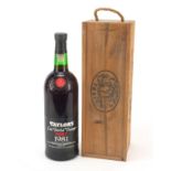 Magnum bottle of 1981 Taylor's late bottled vintage port with pine crate : For Further Condition