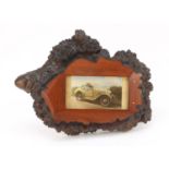Carved Burl wood block photo frame, 46cm x 36cm : For Further Condition Reports Please Visit Our