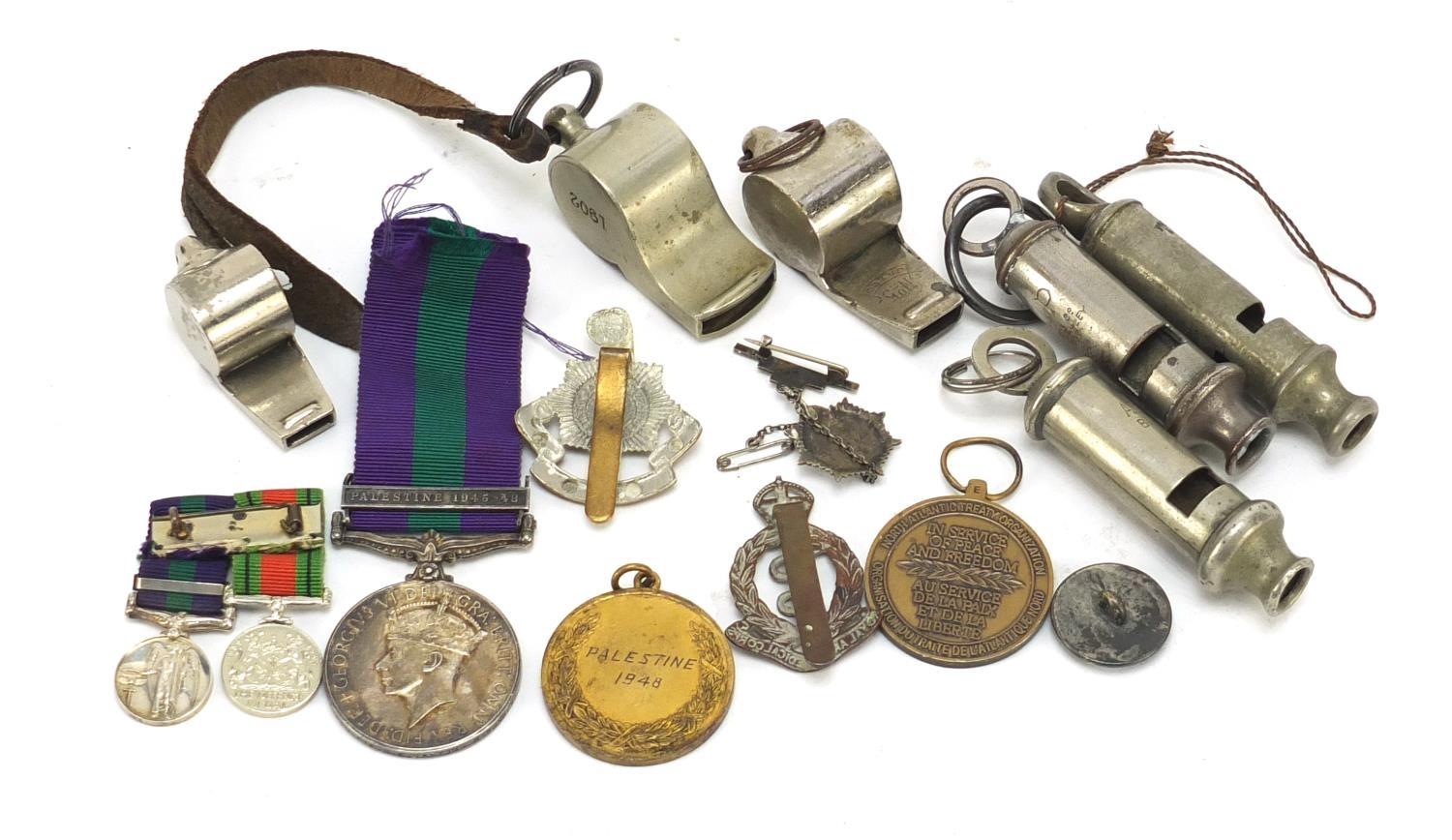 British militaria including a World War II General Service medal with Palestine bar awarded to - Image 4 of 8