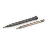 Two sterling silver propelling pencils, 23.6g : For Further Condition Reports Please Visit Our