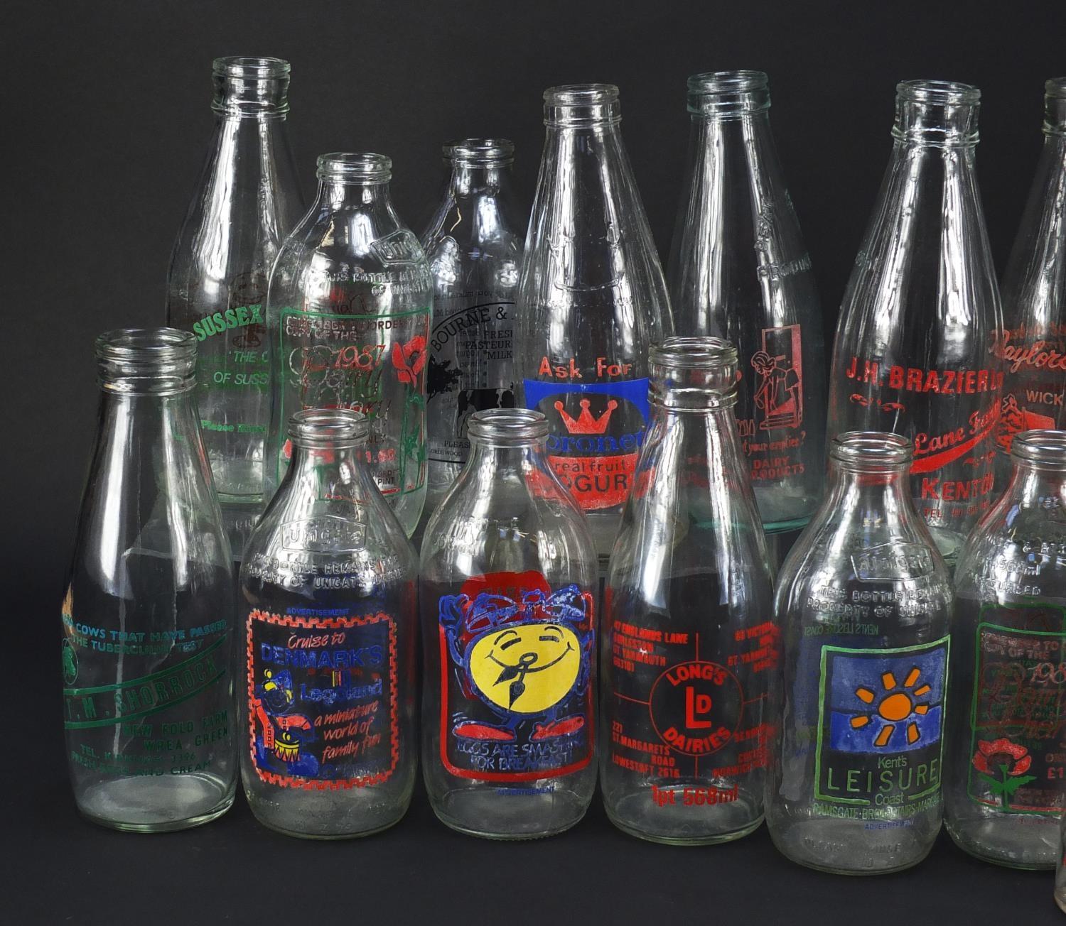 Collection of advertising milk bottles, each 18cm high : For Further Condition Reports Please - Image 2 of 6