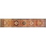 Rectangular Persian Heriz carpet runner, 393cm x 76.5cm : For Further Condition Reports Please Visit