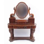 Victorian mahogany dressing table with swing mirror back and a series of drawers, 160cm H x 120cm