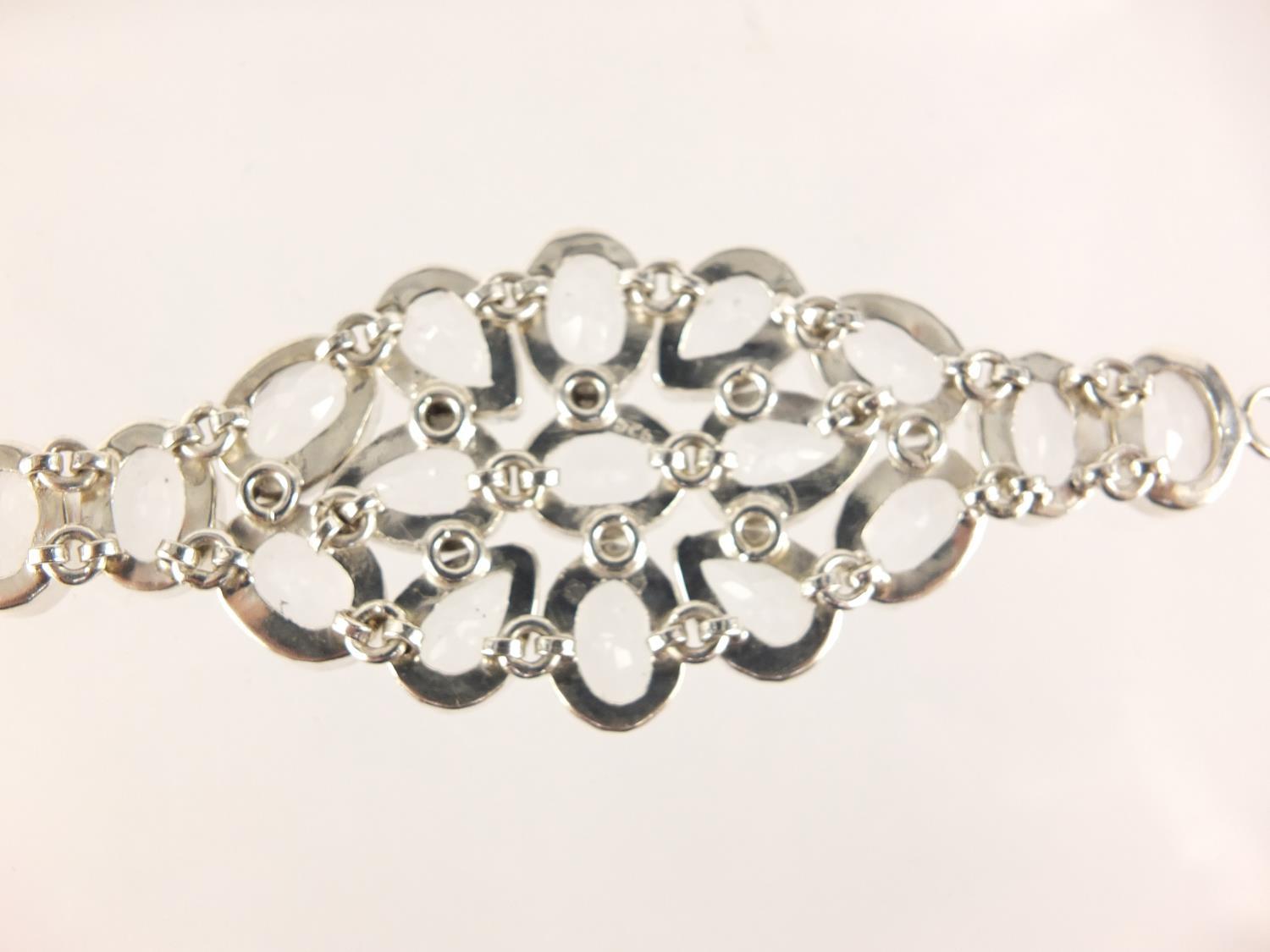 Large silver semi precious stone bracelet, 18cm in length, 52.8g : For Further Condition Reports - Image 4 of 5