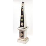 Large Italian marble obelisk on stand, 186cm high : For Further Condition Reports Please Visit Our