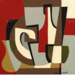 Manner of Max Papart - Abstract composition, geometric shapes, French school oil on masonite,