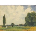 P A Hay 1925 - Hampton Court London watercolour, mounted, framed and glazed, 34.5cm x 24.5cm : For