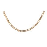 9ct gold Figaro link necklace, 80cm in length, 12.7g : For Further Condition Reports Please Visit