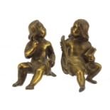 Pair of bronze figures of nude females, each 10cm high : For Further Condition Reports Please