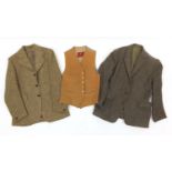 Two gentlemen's Harris tweed jackets and a Dunn & Co waistcoat : For Further Condition Reports