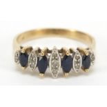 9ct gold sapphire and diamond ring, size N, 2.3g : For Further Condition Reports Please Visit Our