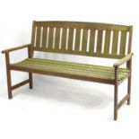 Teak garden slatted bench, 92cm H x 149cm W x 60cm D : For Further Condition Reports Please Visit