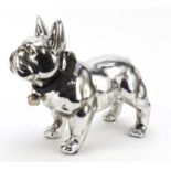 Silvered porcelain model of a Bulldog, 35cm in length : For Further Condition Reports Please Visit