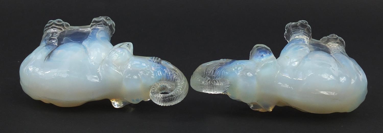 Jobling, Pair of Art Deco opalescent glass elephants, registered number 795191, each 14.5cm in - Image 6 of 8