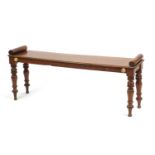 Victorian walnut window seat with turned legs, 47cm H x 118cm W x 28cm D : For Further Condition