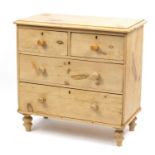 Victorian pine four drawer chest, 86cm H x 88cm W x 46cm D : For Further Condition Reports Please