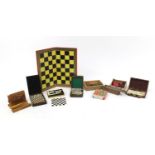Vintage and later games including travelling sets, bone and ebony dominoes and draughts : For