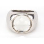 Lalique silver cabochon crystal ring, size M, 18.4g : For Further Condition Reports Please Visit Our